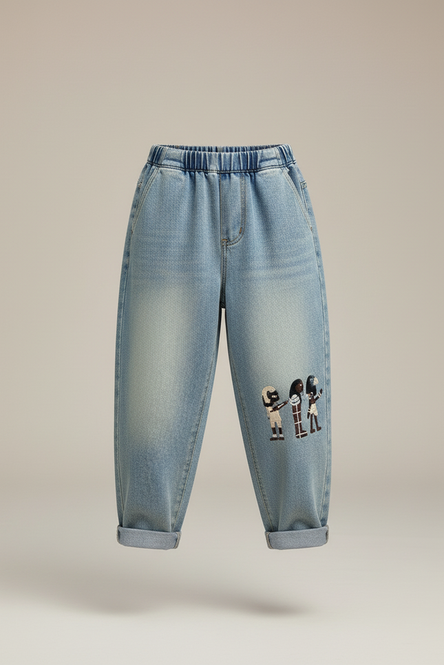 Pantalon Baggy Jean Bleu Ample Décontracté Dessins Garçon - vue 3