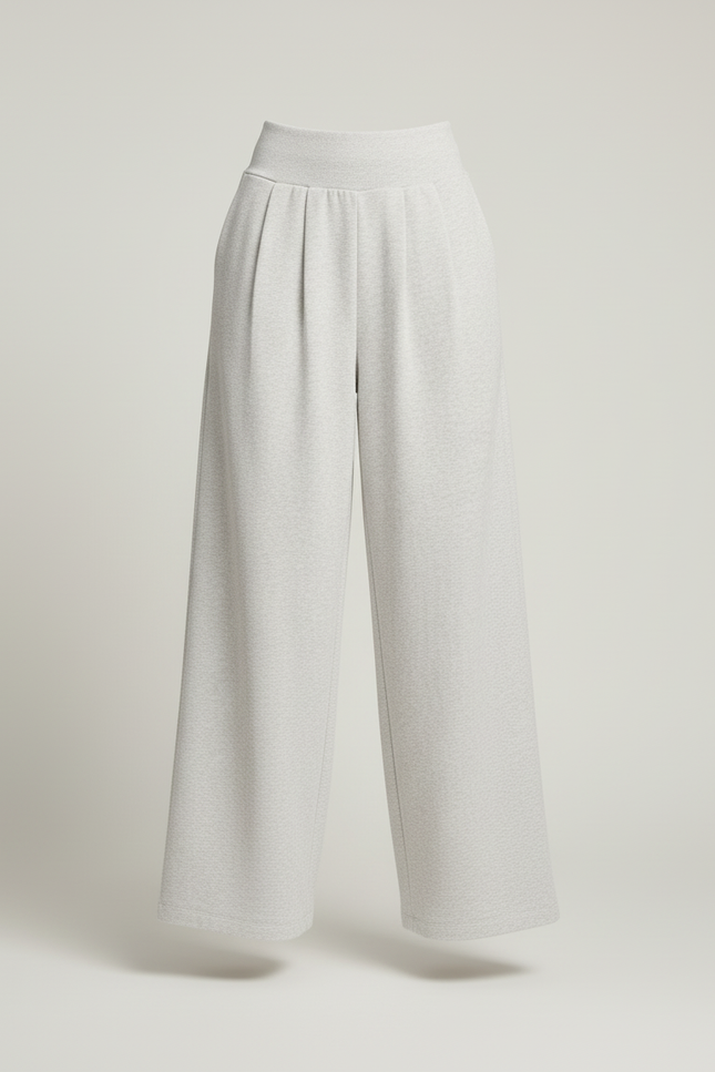 Pantalon Baggy Gris Clair Ample Fluide Plissé Femme - Molleton - vue 3