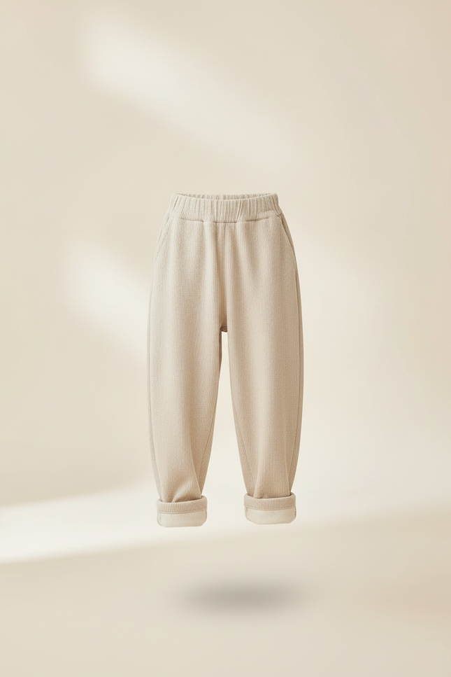 Pantalon Baggy Beige Côtelé Ample Décontracté Enfant - Cordé - vue 3