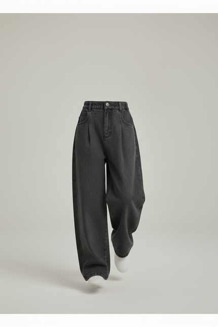 Pantalon Baggy Gris Foncé Ample Jean Fille - vue 3