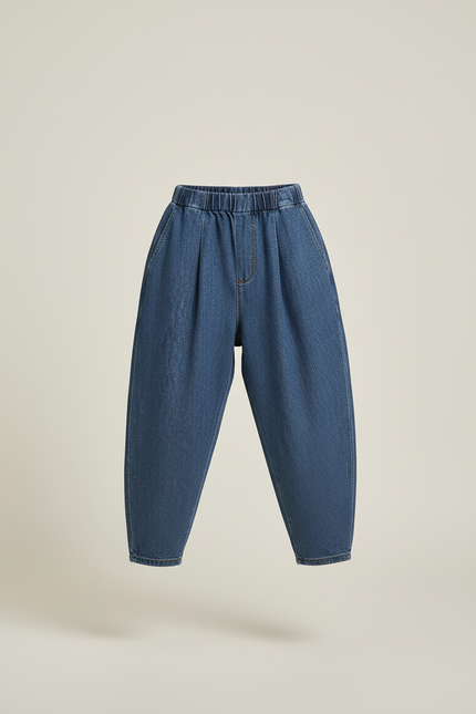 Pantalon Baggy Jean Bleu Denim Ample Élastique - vue 3