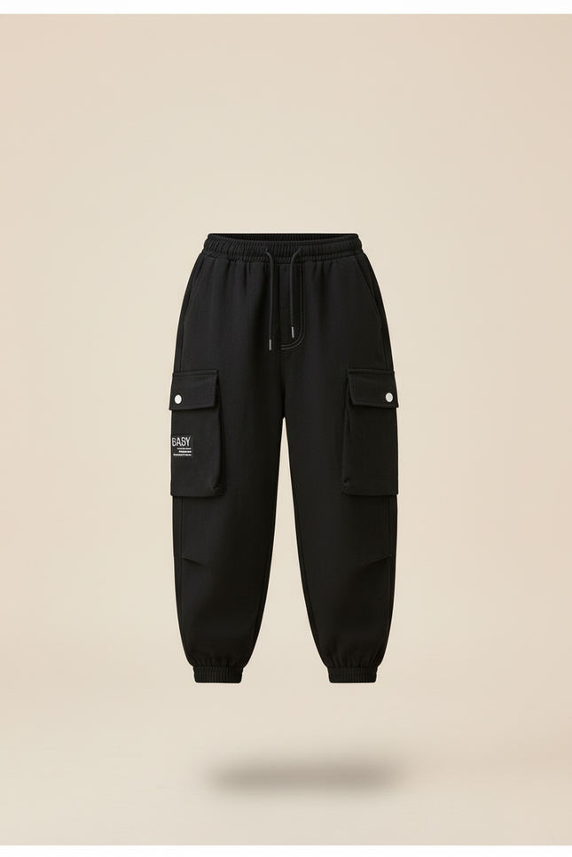 Pantalon Baggy Noir Cargo Décontracté Enfant Garçon - Molleton - vue 3