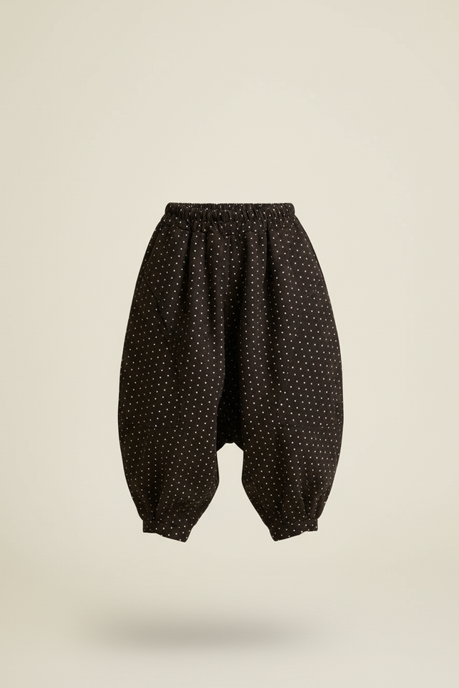 Pantalon Baggy Noir Pois Ample Coton Enfant - Molleton - vue 3