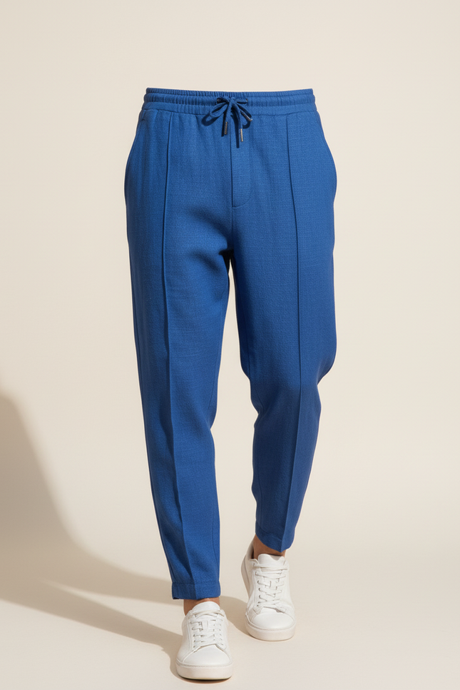 Pantalon Baggy Bleu Tissu Cordon Décontracté Homme - Lin - vue 3
