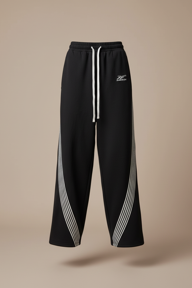 Pantalon Baggy Noir Rayé Ample Décontracté Femme - Molleton - vue 3
