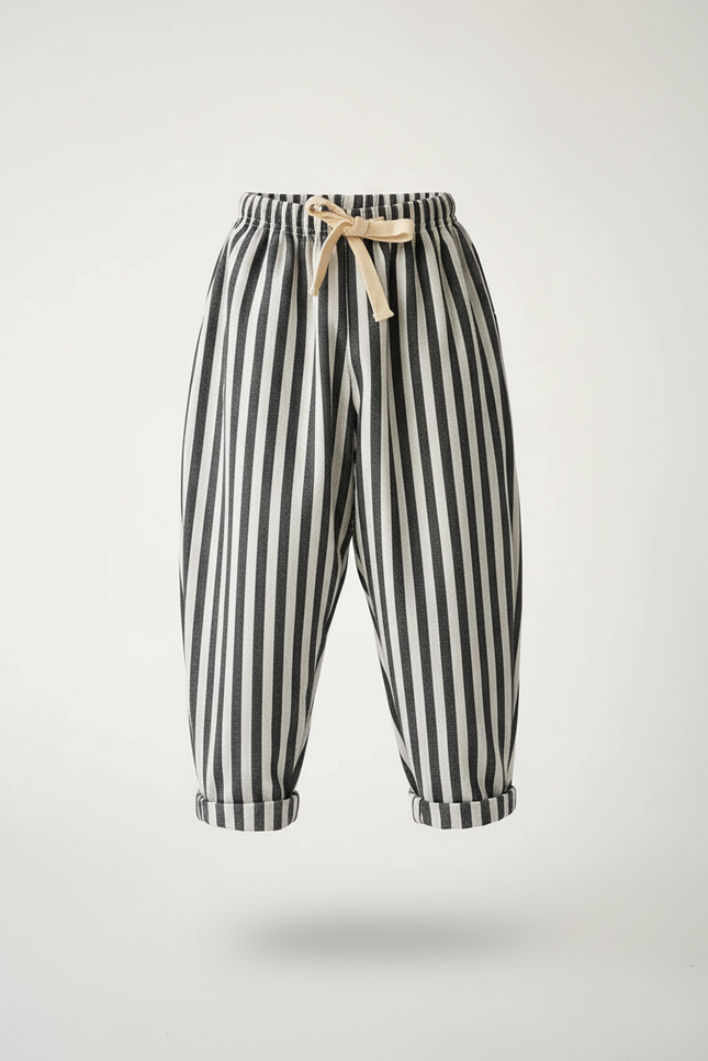 Pantalon Baggy Rayé Lin Coton Ample Enfant - Imprimé - vue 3