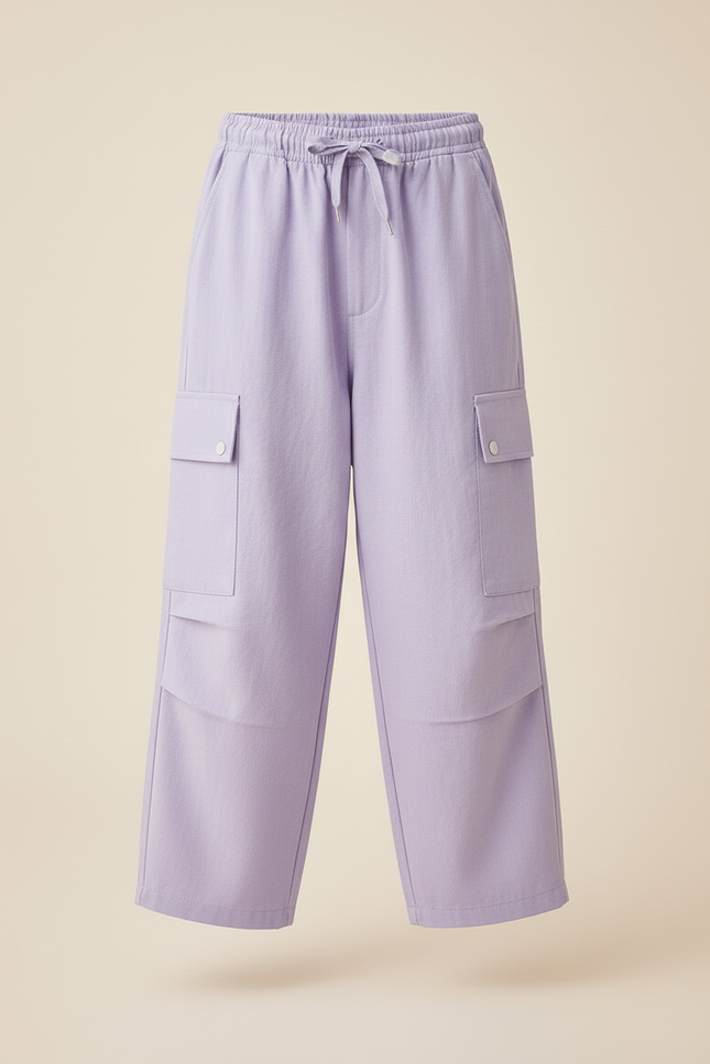 Pantalon Baggy Violet Cordon Ample Cargo Enfant - Toile - vue 3