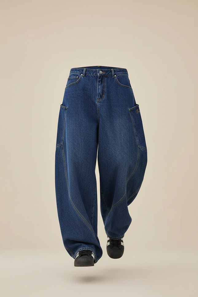 Pantalon Baggy Denim Bleu Ample Streetwear Large - Jean - vue 3