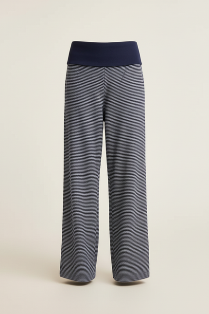 Pantalon Baggy Bleu Marine Rayé Ample Confortable Fille - Maille - vue 3