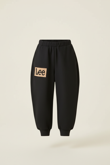Pantalon Baggy Fille Noir Jogging Coton - Molleton - vue 3