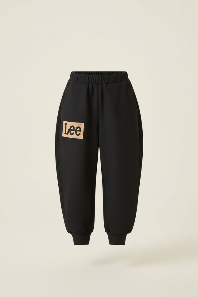 Pantalon Baggy Fille Noir Jogging Coton - Molleton - vue 3