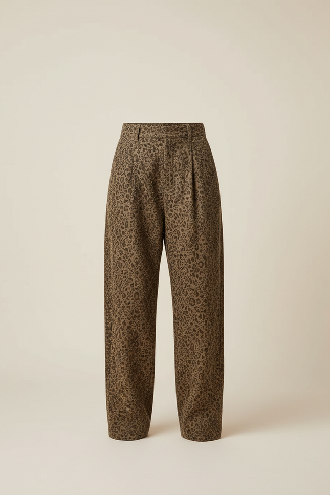 Pantalon Baggy Léopard Kaki Ample Décontracté Femme - Viscose - vue 3