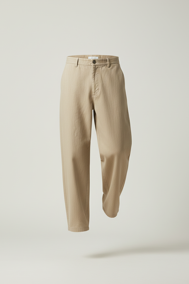 Pantalon Baggy Beige Coton Ample Décontracté Homme - vue 3