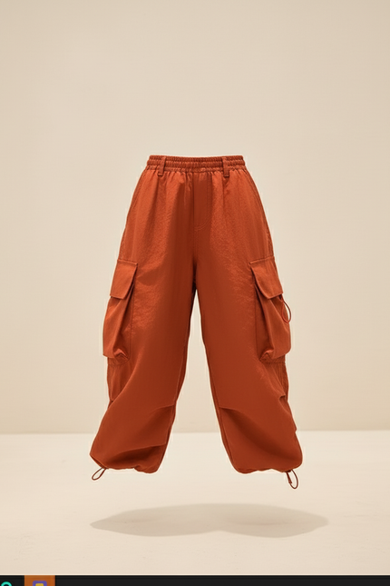 Pantalon Baggy Orange Cargo Ample Fille Décontracté - Polyester - vue 3