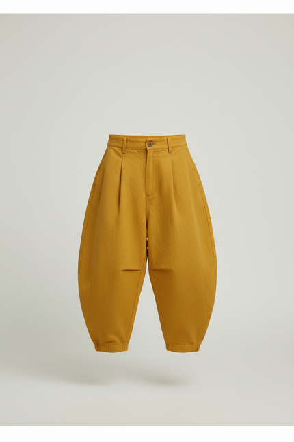Pantalon Baggy Jaune Ample Plissé Confortable Enfant - Coton - vue 3