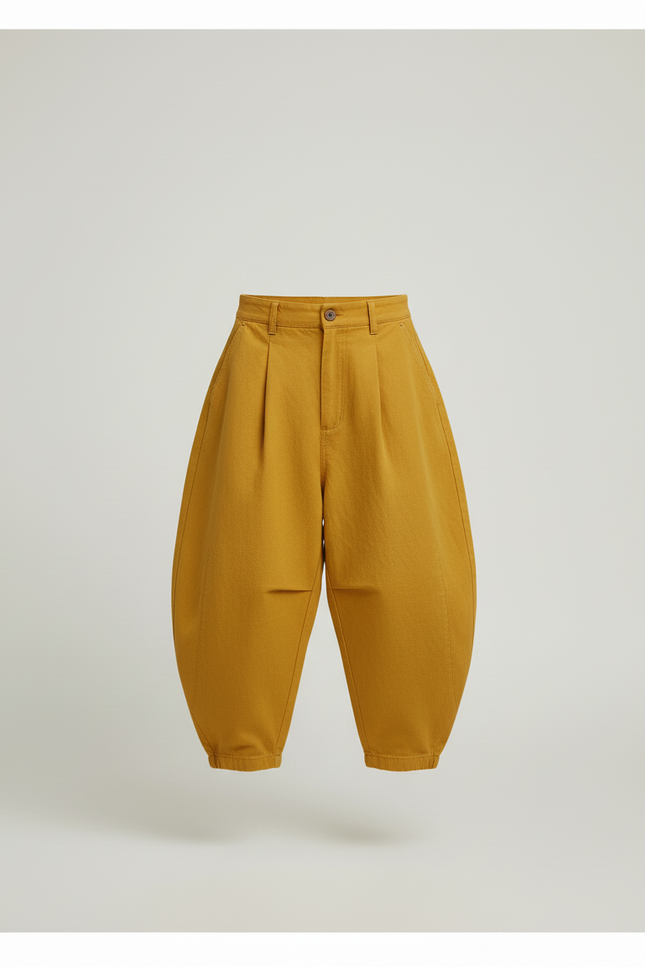 Pantalon Baggy Jaune Ample Plissé Confortable Enfant - Coton - vue 3