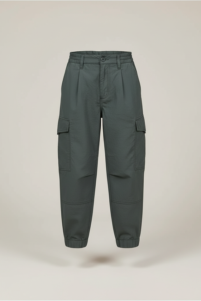 Pantalon Baggy Vert Ample Cargo Décontracté Enfant - Toile - vue 3