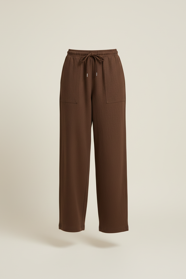 Pantalon Baggy Marron Ample Décontracté Cordon Fluide - Molleton - vue 3