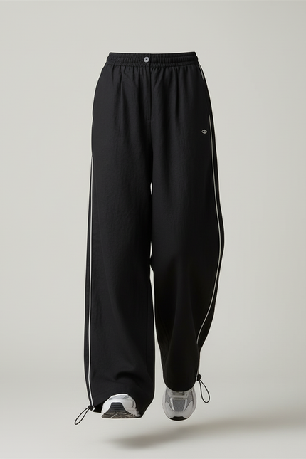 Pantalon Baggy Noir Ample Fluide Décontracté Rayures - Lin - vue 3
