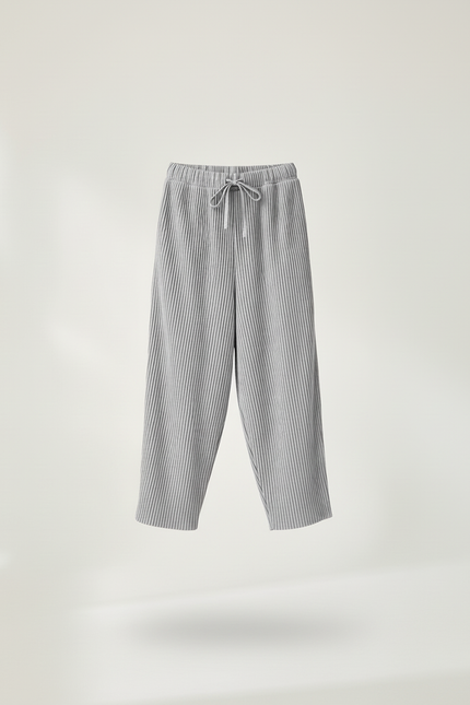 Pantalon Baggy Plissé Gris Ample Fluide Fille - Polyester - vue 3