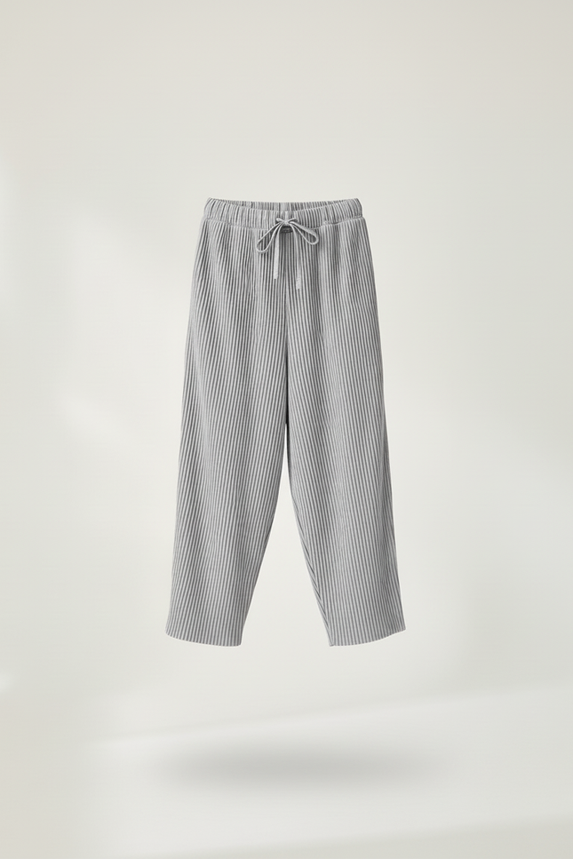 Pantalon Baggy Plissé Gris Ample Fluide Fille - Polyester - vue 3
