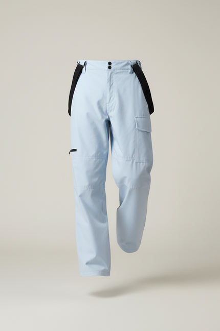 Pantalon Baggy Bleu Clair Bretelles Imperméable Ski - Polyester - vue 3