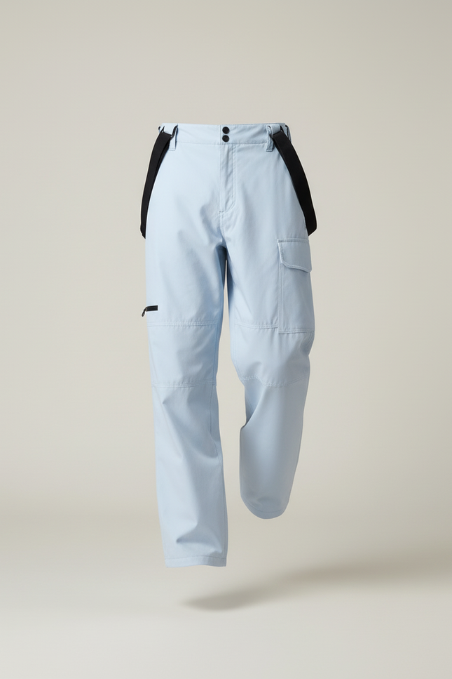 Pantalon Baggy Bleu Clair Bretelles Imperméable Ski - Polyester - vue 3