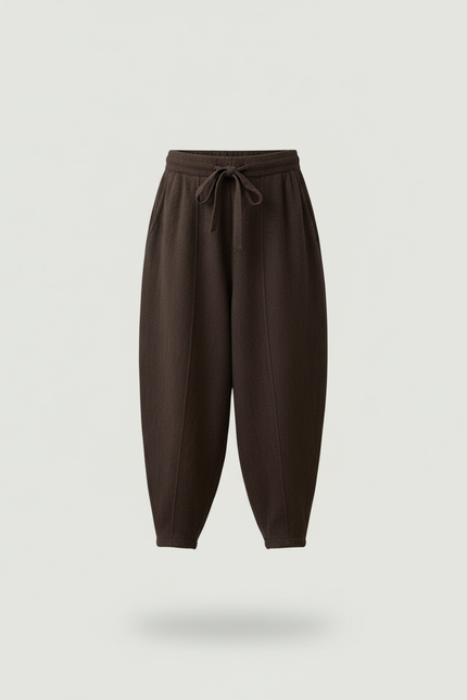 Pantalon Baggy Marron Ample Tricoté Cordon Fille - Maille - vue 3