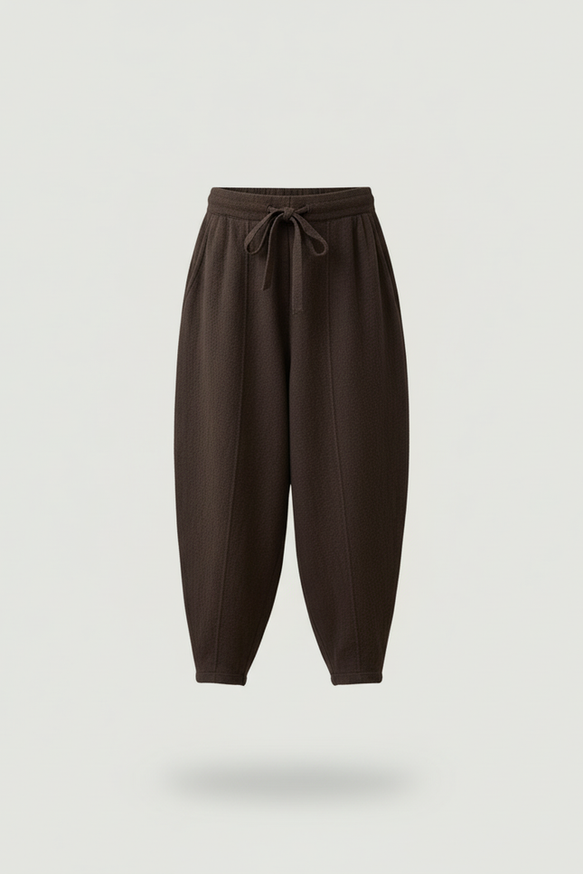 Pantalon Baggy Marron Ample Tricoté Cordon Fille - Maille - vue 3