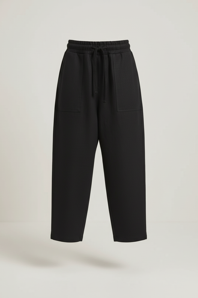 Pantalon Baggy Noir Ample Cordon Décontracté - Lin - vue 3