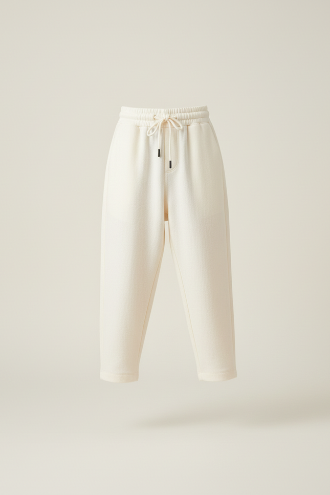 Pantalon Baggy Crème Coton Ample Confortable Enfant - Beige Molleton - vue 3