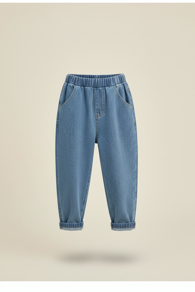 Pantalon Baggy Garçon Bleu Taille Élastique - Jean - vue 3