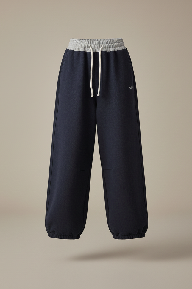 Pantalon Baggy Bleu Marine Ample Coton Sport Enfant - Molleton - vue 3