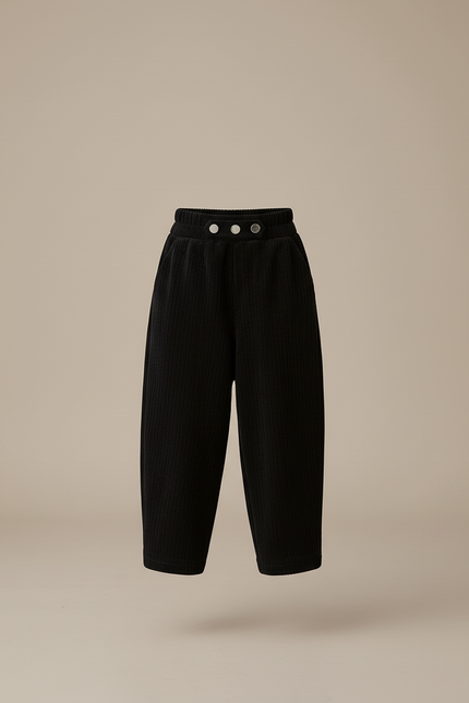 Pantalon Baggy Noir Côtelé Large Velours Enfant - Cordé - vue 3