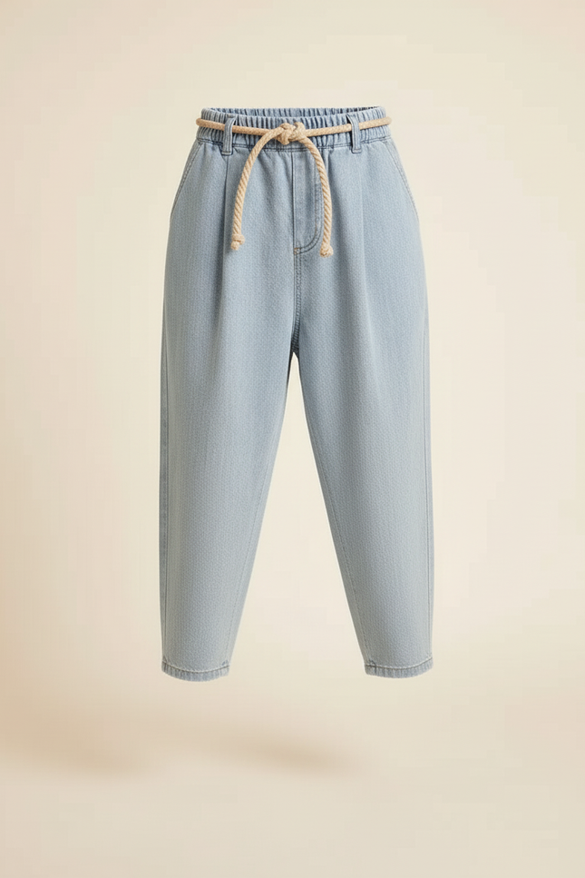 Pantalon Baggy Jean Clair Ample Cordon Décontracté Enfant - Bleu - vue 3
