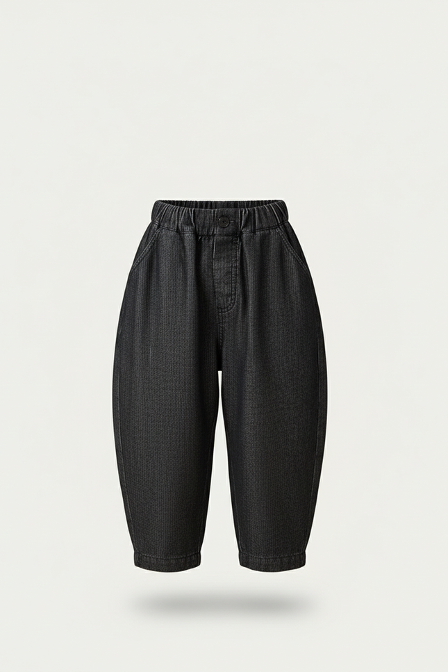 Pantalon Baggy Denim Côtelé Noir Ample Rétro Enfant - Cordé - vue 3