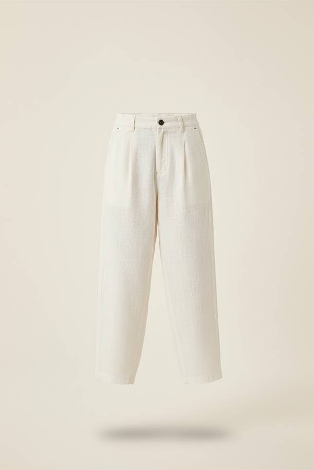 Pantalon Baggy Beige Ample Lin Plissé Enfant - vue 3