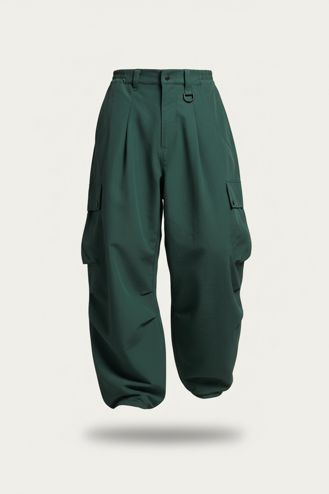 Pantalon Baggy Vert Ample Cargo Plissé Homme - Gabardine - vue 3