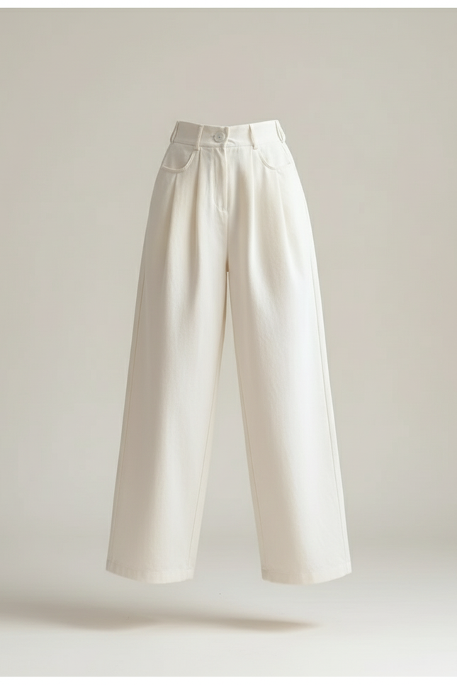 Pantalon Baggy Beige Ample Plissé Confortable Fille - Coton - vue 3
