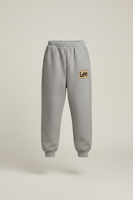 Pantalon Baggy Gris Chiné Molletonné Logo Enfant - vue 3