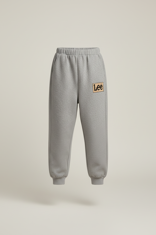 Pantalon Baggy Gris Chiné Molletonné Logo Enfant - vue 3