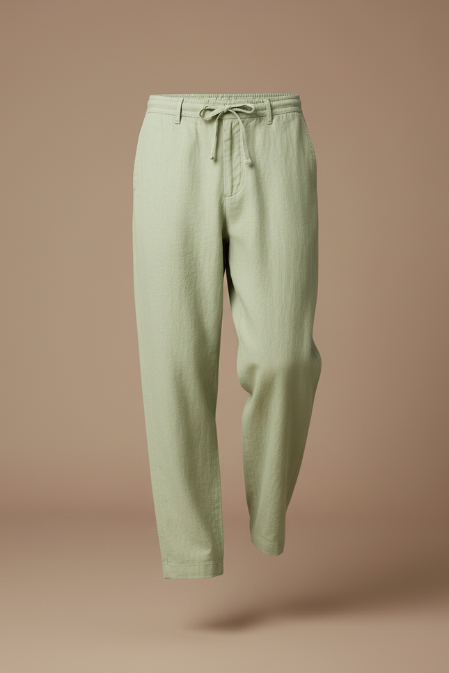 Pantalon Baggy Vert Menthe Lin Ample Cordon Homme - vue 3