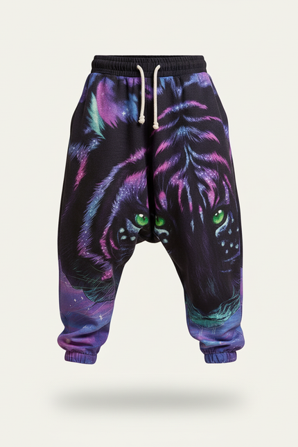 Pantalon Baggy Tigre Violet Imprimé Molleton Ample Garçon - vue 3