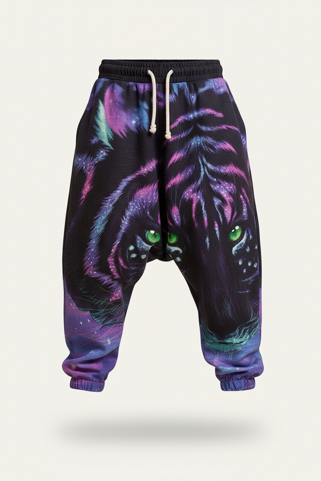 Pantalon Baggy Tigre Violet Imprimé Molleton Ample Garçon - vue 3
