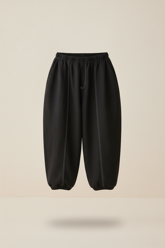 Pantalon Baggy Noir Ample Coton Épais Garçon Confortable - vue 3