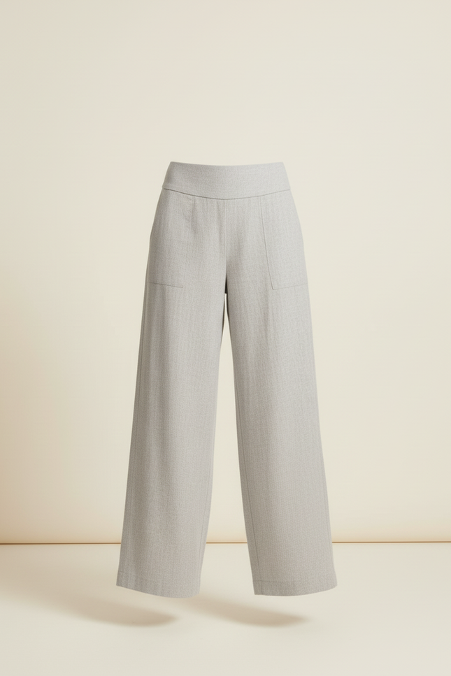 Pantalon Baggy Gris Clair Ample Fluide Décontracté Femme - Laine - vue 3