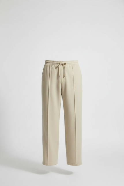 Pantalon Baggy Beige Lin Ample Décontracté Cordon - vue 3