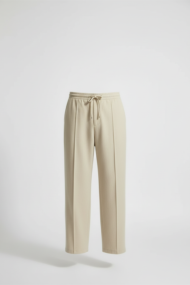 Pantalon Baggy Beige Lin Ample Décontracté Cordon - vue 3