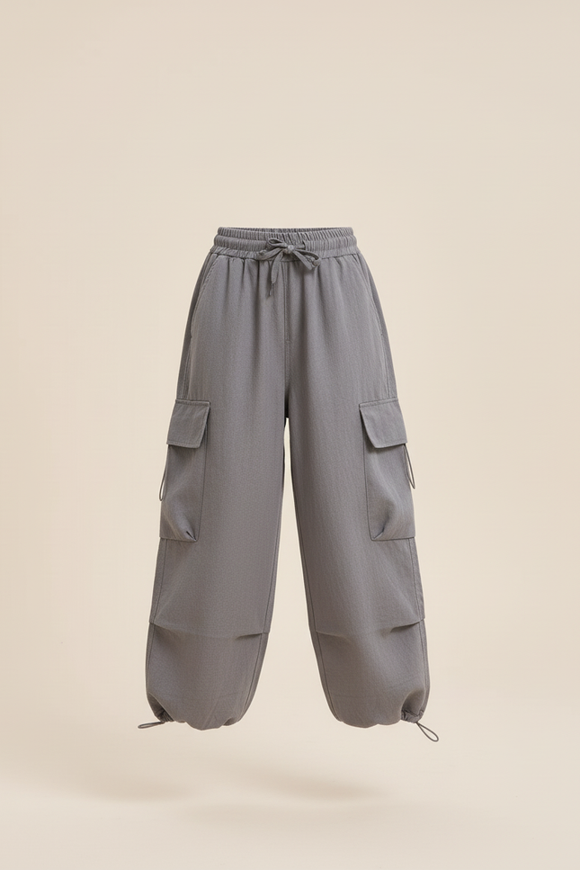 Pantalon Baggy Gris Cargo Ample Unisexe Décontracté - Lin - vue 3