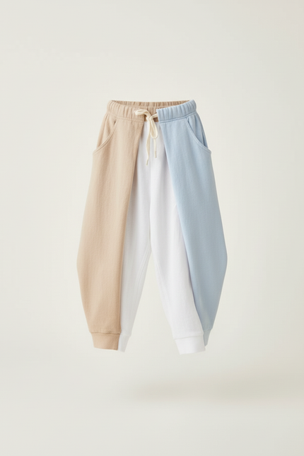 Pantalon Baggy Bicolore Ample Coton Enfant - Multicolore - vue 3
